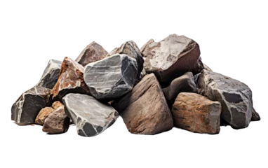 Foto op Canvas Crushed Stones or Rock Used in Construction and Landscaping Isolated on Transparent Background PNG. © Haider