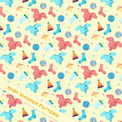 vector hand drawing baby shower pattern baby shower cartoon clothes shock ball toy bottle element background pattern