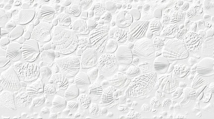 Embossed image of sea ​​shellfish on a white paper. - obrazy, fototapety, plakaty