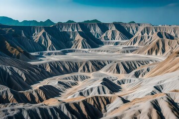 Badlands Geological landscape of Tianliao Moon World in Kaohsiung, Taiwan. it's famous for its similarity to the landscape of the Moon's surface - obrazy, fototapety, plakaty
