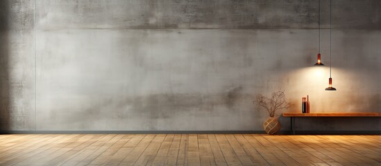 Loft style a contemporary room with a vacant concrete wall and wooden floor