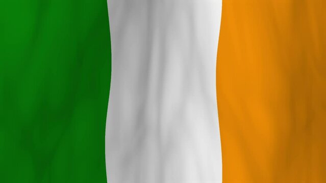 Full size flag of Ireland in 3D waving through the wind