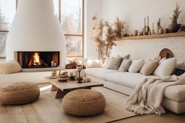 Living room interior with modern sofa or furniture, elegant design inside a contemporary home.