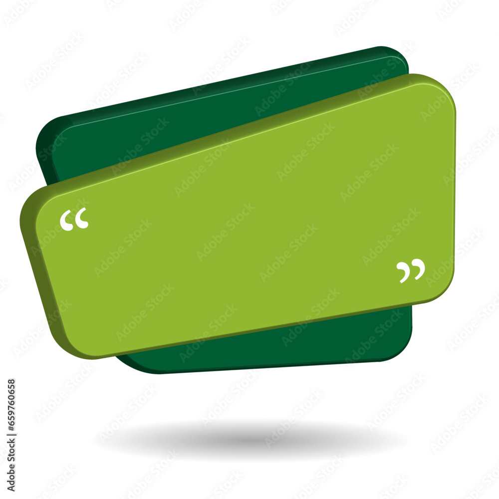 Aufkleber 3d green text frame element for design, text box vector