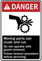 Naklejka premium Cut and crush hazard warning sign and labels
