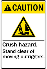 Cut and crush hazard warning sign and labels