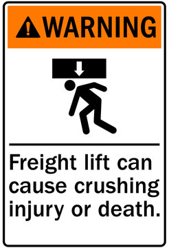 Cut and crush hazard warning sign and labels