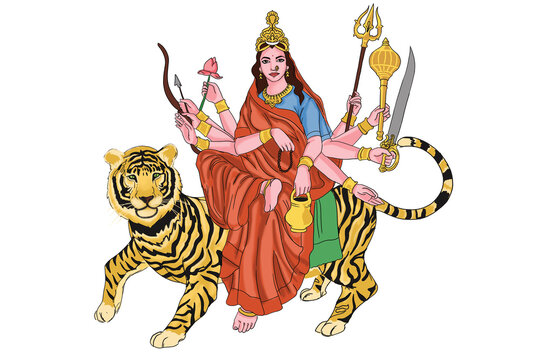 Durga Mata Navratri Illustration