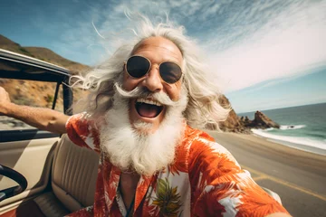 Foto op Plexiglas Happy senior retired man enjoying summer road trip vacation © sam