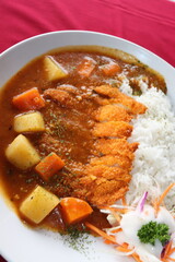 japanese food dori fish katsu with curry and rice