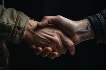 A close-up image of two people shaking hands. 
