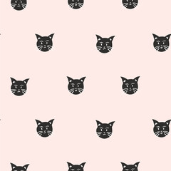 
Hand drawn black cat faces arranged to form polka pattern forming a seamless vector pattern in a palette of black and cream. Great for home decor, fabric, wallpaper, gift-wrap, stationery, packaging
