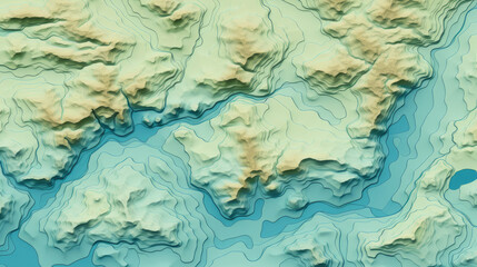 Abstract design of a topographic map using greens and blues