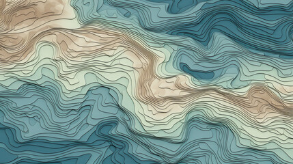 Abstract design of a topographic map using browns, greens and blues - obrazy, fototapety, plakaty