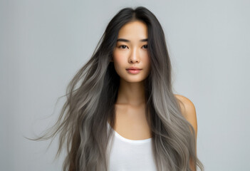Fototapeta premium Portrait of a pretty asian young woman isolated from the background