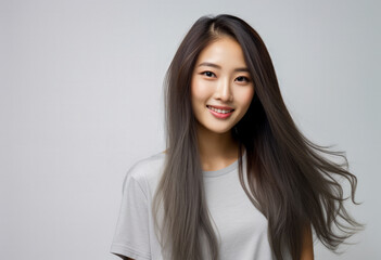Fototapeta premium Portrait of a pretty asian young woman isolated from the background