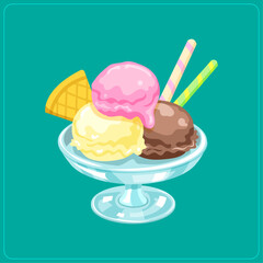 Ice cream, there are many types to eat to cool off, with cute lines and sweet colors.