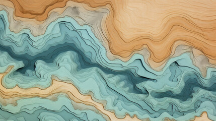 Abstract design of a topographic map using browns, greens and blues