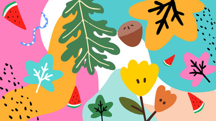 Vector hand drawn abstract doodle organic colorful background