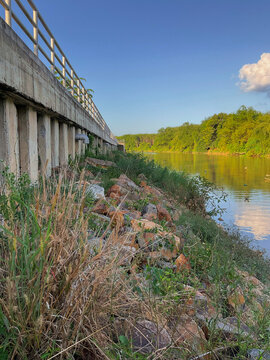 old bridge over river