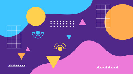 Colorful colourful vector abstract memphis geometric styled background