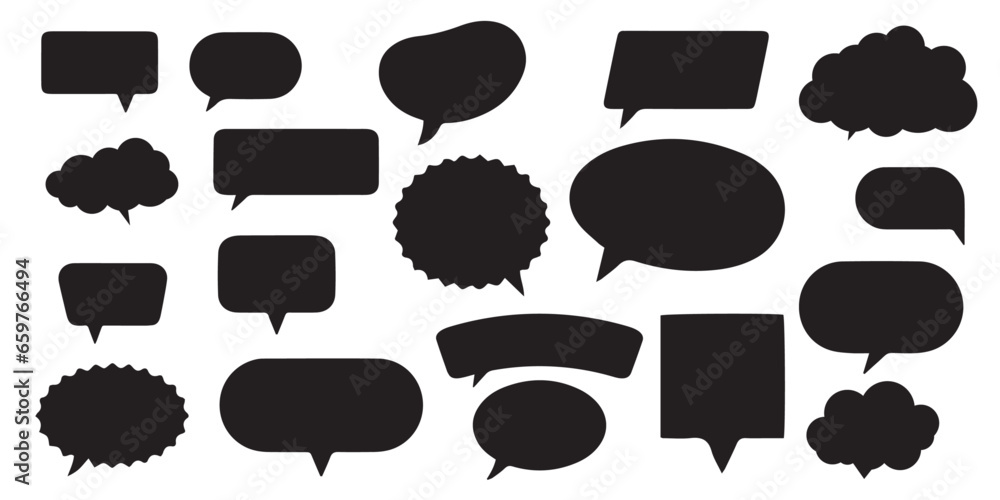 Poster set of various shapes of speech bubbles vector silhouette frames