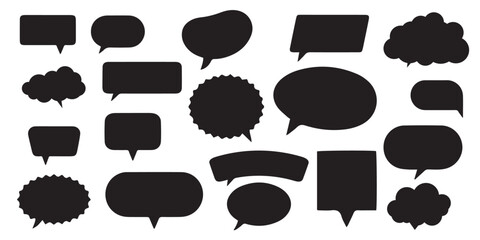 set of various shapes of speech bubbles vector silhouette frames