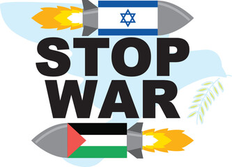 STOP WAR ISRAEL VERSUS PALESTINE CAMPAIGN ,VECTOR ILLUSTRATION