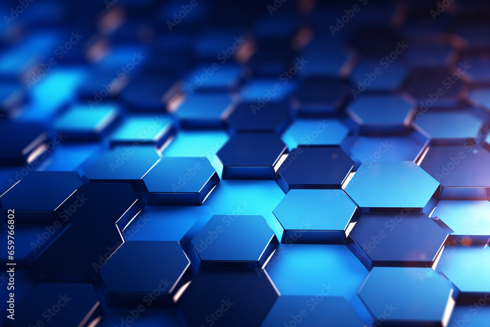 Poster blue geometric hexagonal surface background or pattern, creative design template