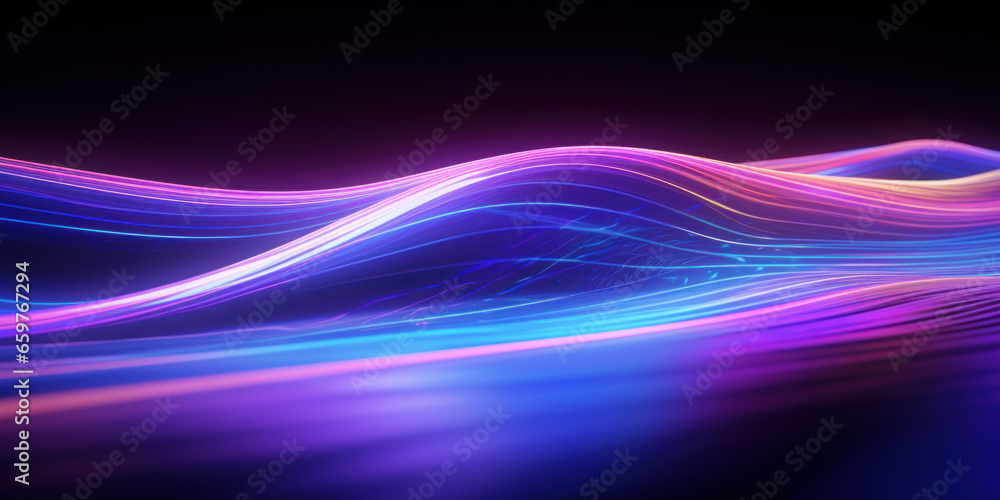 Poster abstract background with purple and blue glowing neon moving high speed line and wave and bokeh ligh