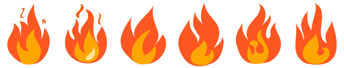 set of fire flames. vector