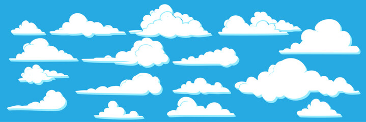 collection on vector clouds. white cloud on blue sky, elements for design