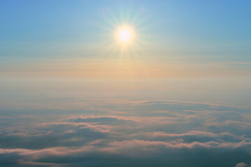 Naklejka na ściany i meble 山の上から見る雲海と太陽