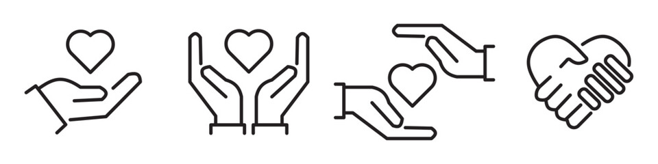 heart in hand icon vector sign