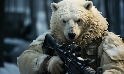 Polar Bear Special Forces Armed with Various Heavy Weapons