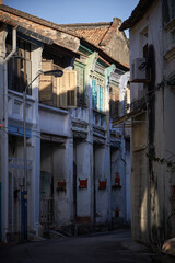 old street view in George Town, Penang. Heritage houses