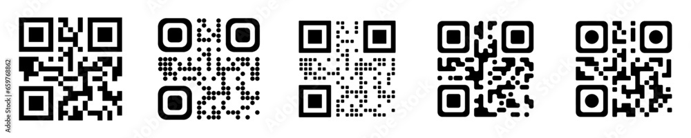 Wall mural set of various type of blank qr codes. vector template