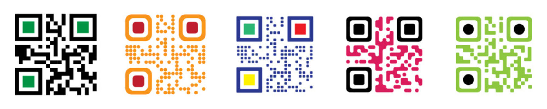 set of various type of colorful blank qr codes. vector template