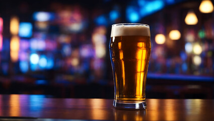 glass of beer in a bar