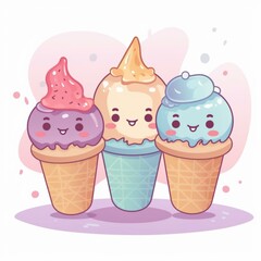 Kawaii Ice Cream Illustration