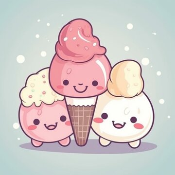 Kawaii Ice Cream Illustration