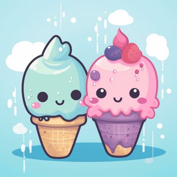 Kawaii Ice Cream Illustration