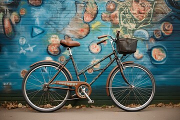 Fototapeta na wymiar old bicycle in the street AI Generative 