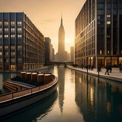 Fototapeta premium city skyline at sunset