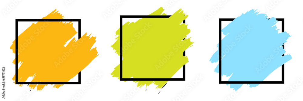 Poster set of color paint square frame