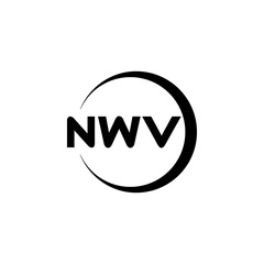 NWV letter logo design with white background in illustrator, cube logo, vector logo, modern alphabet font overlap style. calligraphy designs for logo, Poster, Invitation, etc.