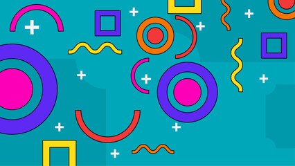 Colorful colourful flat geometric background memphis hipster vector