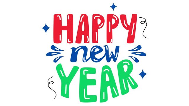 animation text of happy new year, happy new year animation effect style 