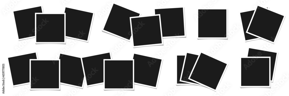 Poster set of combination of polaroid photos. empty photo mockup template