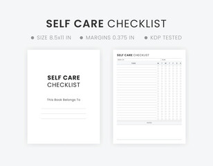 Printable Daily Self-care Checklist Template, Best Weekly Self Care Routine Letter